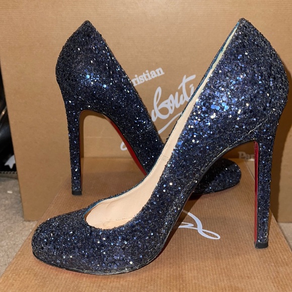 Christian Louboutin Lady Lynch 120 Glitter marine blue size 36